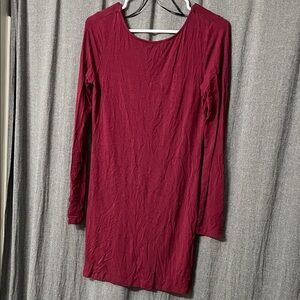 Forever 21 Rich Burgundy Long Sleeve Dress